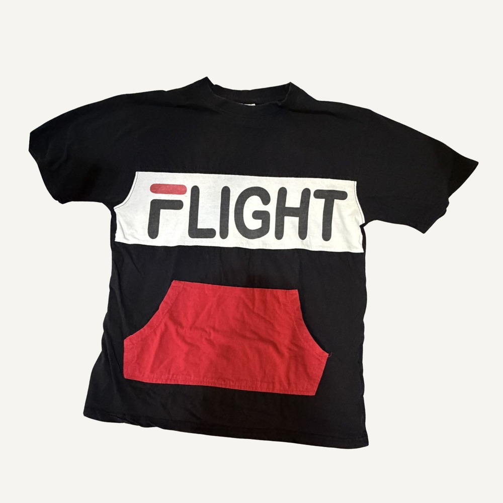 Refuse Sport Flight Graphic T-Shirt XL Black Red Pouch Pocket Vintage‎ Style Tee